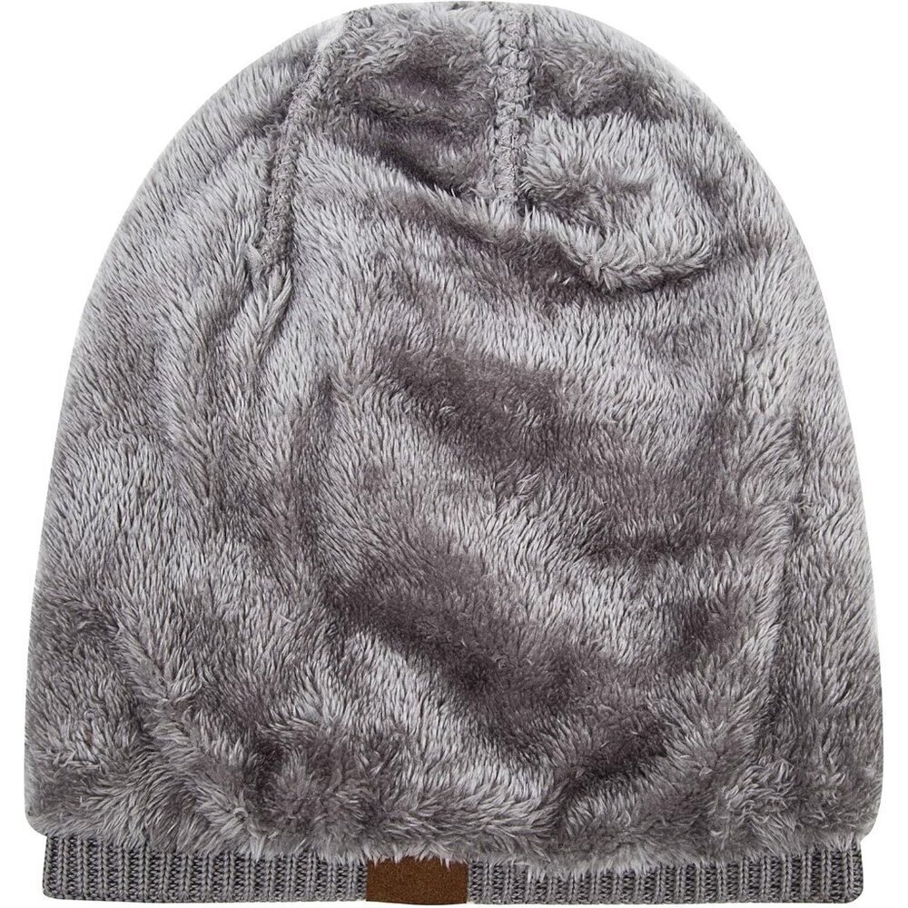 Men & Women Puregrey Winter Warm Knit Slouchy Skull Cap with Face Cover - Picture 2 of 2